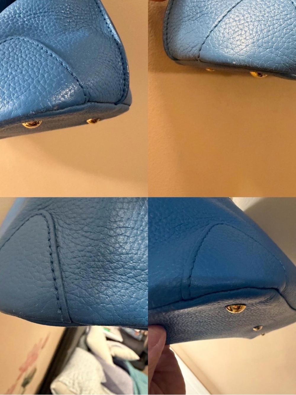 MCM Blue Leather Top-Handle Satchel Bag with crossbody strap - Picture 7 of 7
